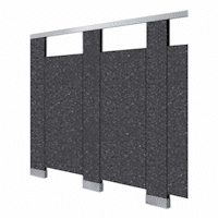 Rendering of flecked, patterned solid phenolic toilet partitions.
