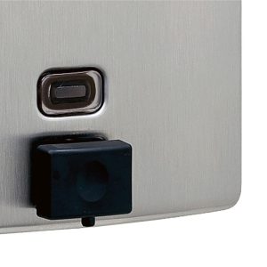 Detail view of Bobrick B-4112 ConturaSeries surface mount soap dispenser.