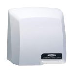 Bobrick B-710 CompacDryer surface mounted hand dryer, gray against white.