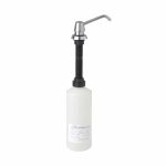 Detailed view of Bobrick B-822 lavatory vanity mounted soap dispenser.