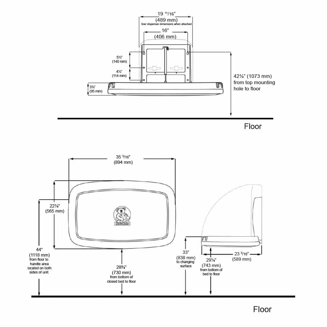 kb200 baby changing station