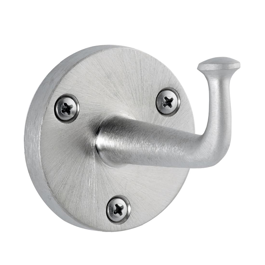 Bobrick Heavy Duty Clothes Hook, Exposed Mounting B-211 against white. 