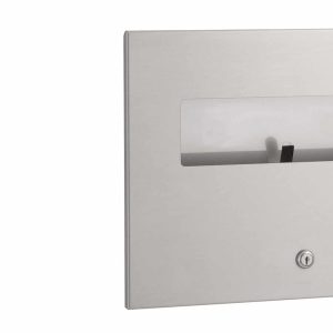 Front detail of Bobrick Recessed Toilet Seat Cover Dispenser B-3013.