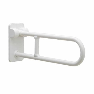 Bobrick Vinyl Coated Swing Up Grab Bar B-49916 against white.