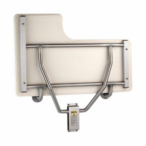 Bobrick Folding Shower Seat with Padded Cushion B-517 folded up.