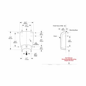 Drawing with detailed dimensions of Bobrick B-7180 QuietDry TerraDry dryer.