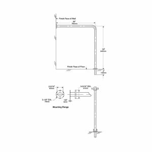 Bobrick Wall to Floor Grab Bar 819388 detailed dimensions.
