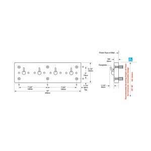 Bobrick Vandal Resistant Security Clothes Hook Strip B-985 line drawing.