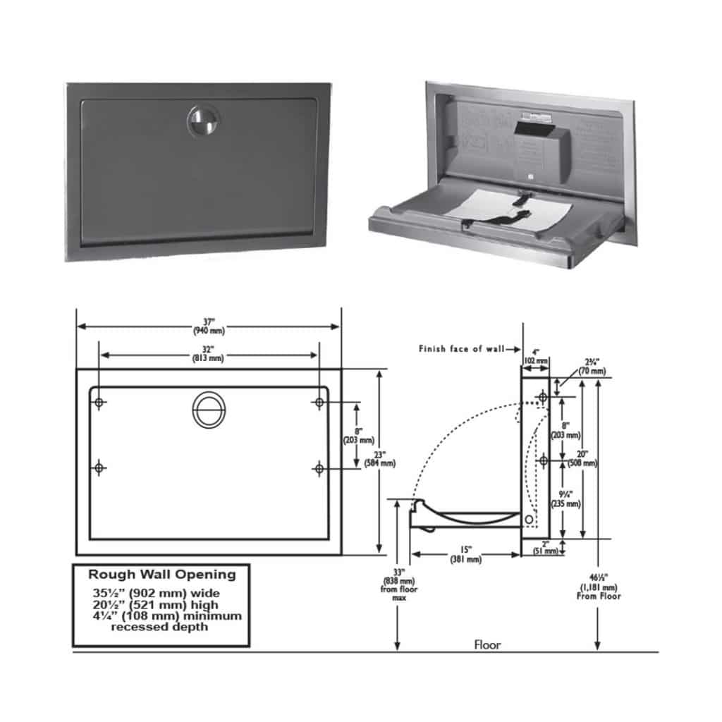 Koala Kare SS Changing Station KB110SSRE Partition Plus