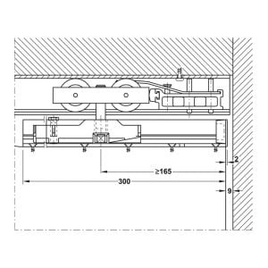 Front view line drawing, Hawa Junior 120/B running gear.