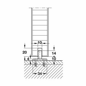 Line drawing, Hawa Junior 120/B no floor guide rail.