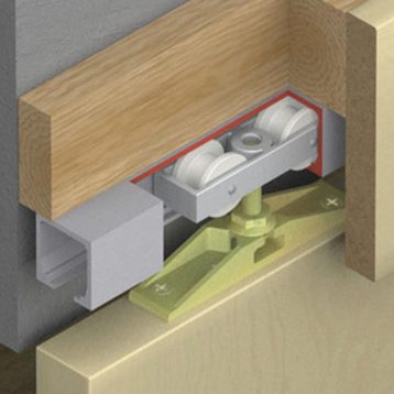 Cutaway of Hawa Junior 40/Z sliding door hardware system.