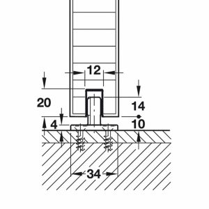 Diagram of floor guide rail in Hawa Junior 40/Z.