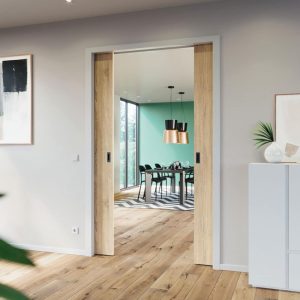 Hawa Junior 80/Z biparting pocket doors in contemporary residence.