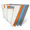 Powder Coated Steel Bathroom Stalls in White, Orange, Blue, and Grey