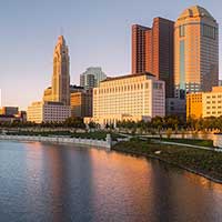 Skyline of Columbus Ohio at Sunset