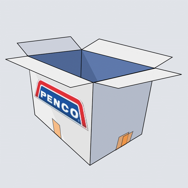 Drawing of an empty open PENCO brand box