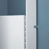 Photo of a continuous hinge in white, installed.