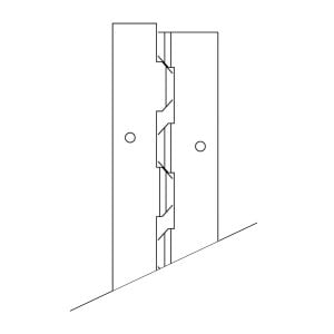 Line drawing of a continuous stainless steel "Helix" hinge by Scranton Products.
