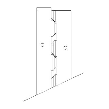 Line drawing of a continuous stainless steel "Helix" hinge by Scranton Products.