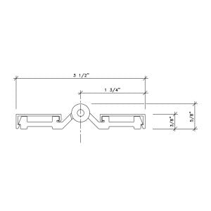 Dimensional drawing of continuous aluminum spring hinge from Scranton Products.