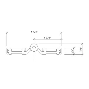 Dimensional drawing of continuous aluminum spring hinge from Scranton Products.