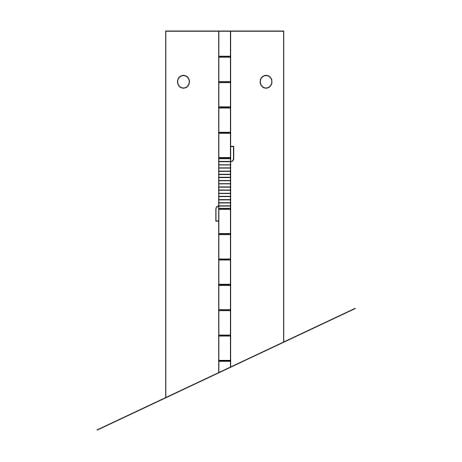 Line drawing of continuous stainless spring hinge by Scranton Products.