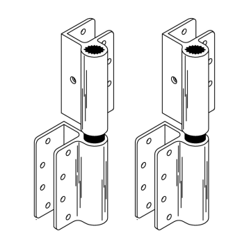 Line drawing of two wrap around hinges by Scranton Products.