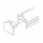 Line drawing of a plastic, press fit, headarail endcap from Scranton Products.