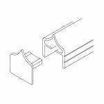 Line drawing of a plastic, press fit, headarail endcap from Scranton Products.