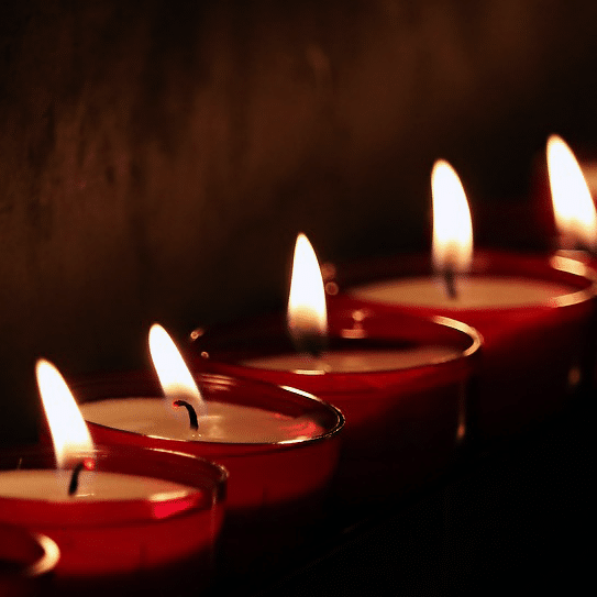 Candles used in religious worship