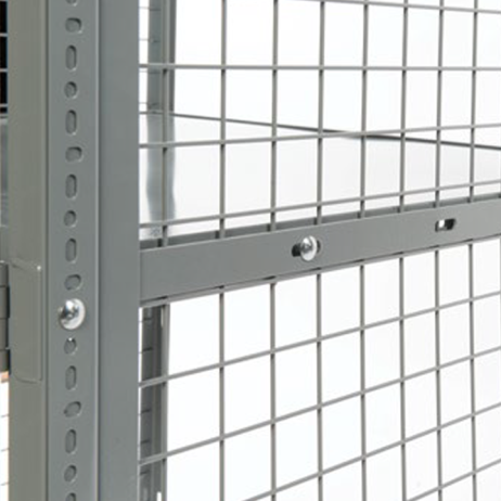 Photograph depicting an interior shelf in a BeastWire mesh locker.