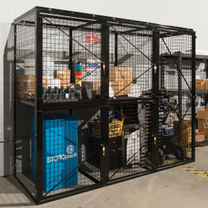 Photograph of an arrangement of storage lockers made from BeastWire mesh guarding.