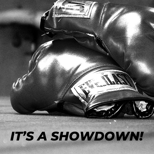 Boxing Glove Photo captioned It's a Showdown