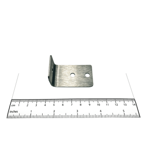 Photograph of the Bobrick L-Bracket External Panel-to-Stile - 1000351 with ruler.