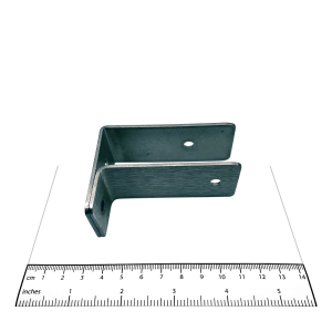 Photograph of Bobrick F-Bracket Internal 1" Panel-to-Wall - 1000353 shown with ruler.