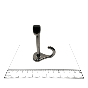 Photograph of bumper/hook combination from Bobrick In-Swing Door Hardware Kit - 1002038, with ruler.