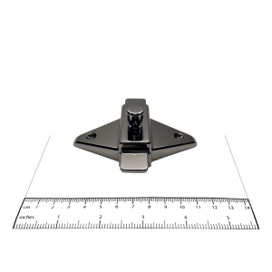 Photograph of surface latch from Bobrick In-Swing Door Hardware Kit - 1002038, with ruler.