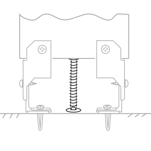 Line drawing showing the Bobrick Leveling Bolt for Stile Bottom - 1002422 in use.