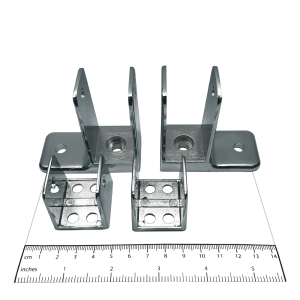Photograph of brackets from Bobrick Panel Bracket Packet - 1002350.