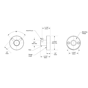 Line drawing of Bobrick Cubicle Collection Double Coat Hook B-549.