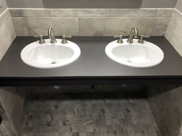 Additional photograph of HDPE vanity for public restroom.