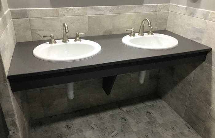 Photograph of HDPE vanity for public restroom.