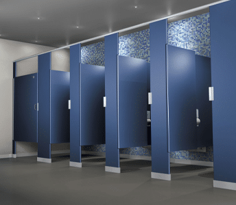 Blue Commercial Bathroom Partitions Rendering