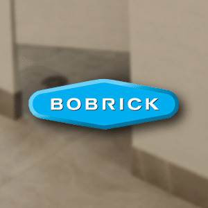 Bobrick Logo over Toilet Partitions