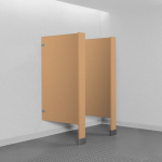 Photograph of Bobrick floor-mounted urinal screens in SCRC.