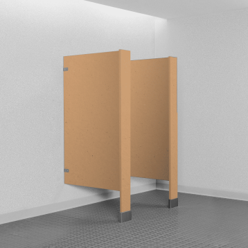 Photograph of Bobrick floor-mounted urinal screens in SCRC.