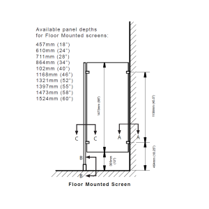 Elevation drawing of Hadrian floor-mounted urinal screen.