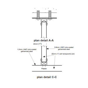 Plan view drawing of Hadrian floor-mounted urinal screen.