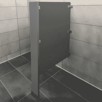 Photograph of Scranton Products floor-mounted privacy screen in HDPE.